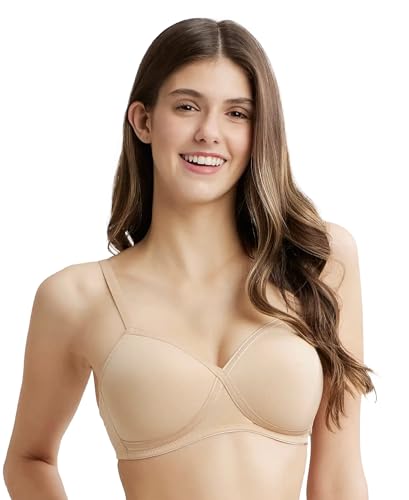 Image of Jockey FE40 Women Wirefree Padded Super Combed Cotton Elastane Stretch Full Coverage T-Shirt Bra with Cross Over Fit