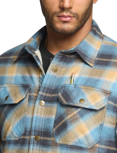 CQR Men's Plaid Flannel Shirt Jacket, Long Sleeve Soft Warm Sherpa/Quilted Lined Jacket, Outdoor Button Up/Zip-Front Jacket4