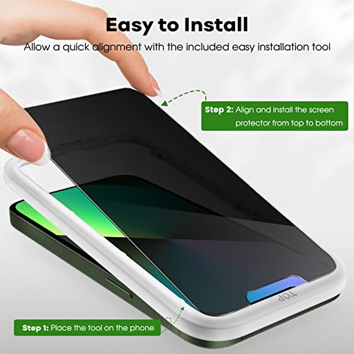 Image of JETech Privacy Screen Protector for iPhone 13 mini 5.4-Inch with Camera Lens Protector, Anti-Spy Tempered Glass Film, Easy Installation Tool, 2-Pack Each