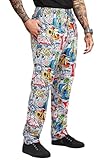 UA Chef Men's Graffiti Print Chef Pants - Breathable Professional Kitchen Workwear with Authentic Street Art Design, Comfortable Uniform