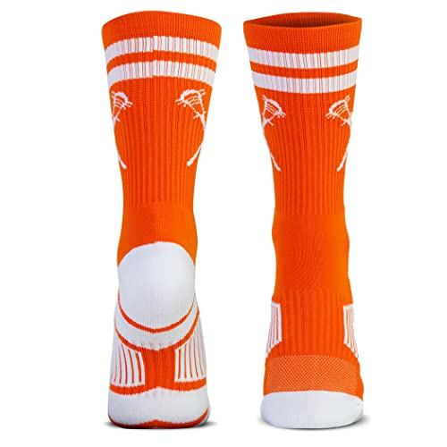 Image of ChalkTalkSPORTS Lacrosse Socks - Cushioned Mid-Calf Crew - Crossed Sticks | Moisture-Wicking Performance Blend, Athletic Lax Gear, Stay-Up Technology, Arch Support, Breathable, Boys and Men