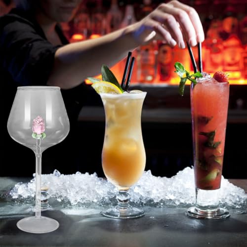 Copas de cóctel de cristal rosa estilo europeo juego de 2 piezas de 650ml 6