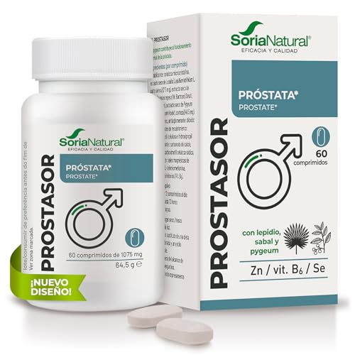Soria Natural Prostasor – Favorece la Salud de la Próstata - Favorece la Salud Masculina – Mezcla de Extractos Secos de Plantas Medicinales, Minerales y vitaminas - 60 comprimidos de 1055 mg.