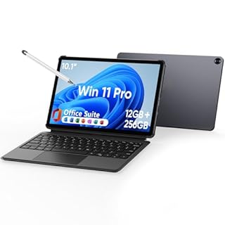 Brhona 10,1" 2 en 1Tablette 12Go RAM, 256Go SSD, Win 11 Pro Processeur Inte M3-8100Y (jusqu'à 3,40 GHz) |Écran Tactile avec Stylet et Clavier | WiFi 5,BT5,HDMI (Tablette 10,1" avec Clavier et Stylet)