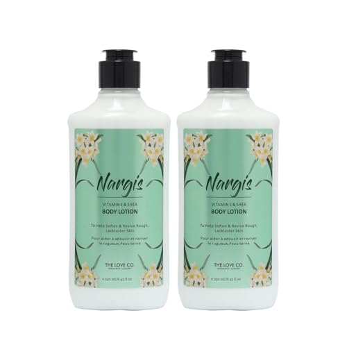 Image of THE LOVE CO. Nargis Body Lotion - Deep Hydration for Dry skin with Natural Oils & Shea Butter for Daily Skin Care - Intense Moisture Vitamin E Enriched - Pack of 2