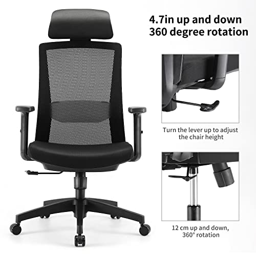 Image of SIHOO Ergonomic Office Chair, Mesh Swivel Computer Chair with Adjustable Lumbar Support and Armrests, Breathable Mesh Back(Black)