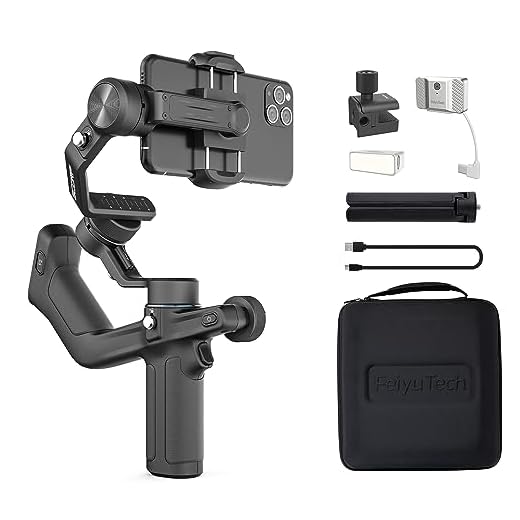 Feiyu [Offiziell] SCORP Mini-P Kit Handy Gimbal, 3-Achsen-Stabilisator für Smartphone, VLOG-, YouTube- & TikTok-Video-Stabilisator mit Underslung Rear Grip - Schwarz