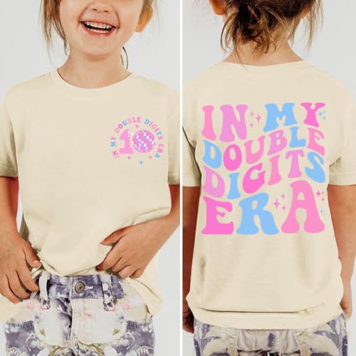 Image of Pairxily in My Double Digits Era Shirt for Girls 10th Cute 10 Year Old Girl Happy Birthday Shirts Gifts Short Sleeve Tops
