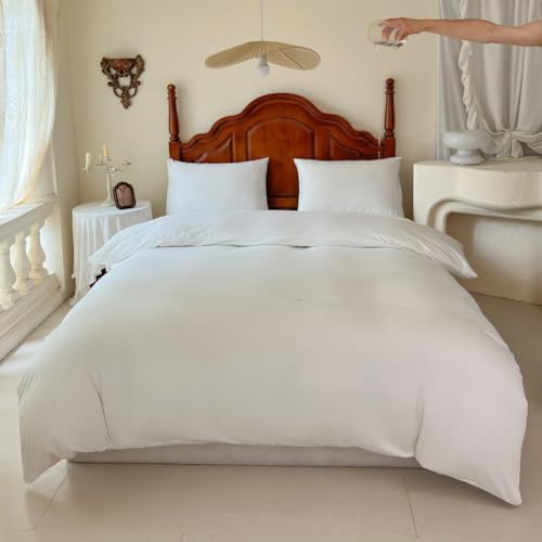 Housse de couette en jersey imperméable avec fermeture éclair - Double face - Hypoallergénique, anti-acariens - Lavable - Avec fermeture éclair - Blanc - 200 x 200 cm