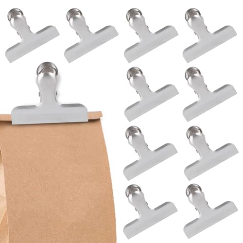 Dalababa 10 Pack 3 Inch Metal Large Bulldog Clips, Stainless Steel Drawing Board Binder Clips for Organizing Files Photos