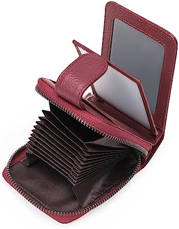 SENDEFN Credit Card Holder RFID Blocking Genuine Leather Ladies Wallet Purse Small Zipper Card Cases Holder for Women