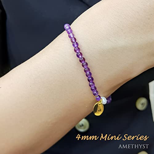 Morchic 4Mm Amethyst Beads Stretch Bracelet For Women, Freshwater Pearls Beads, Energy Gem Series Birthday Gift 7.2” #TOP1