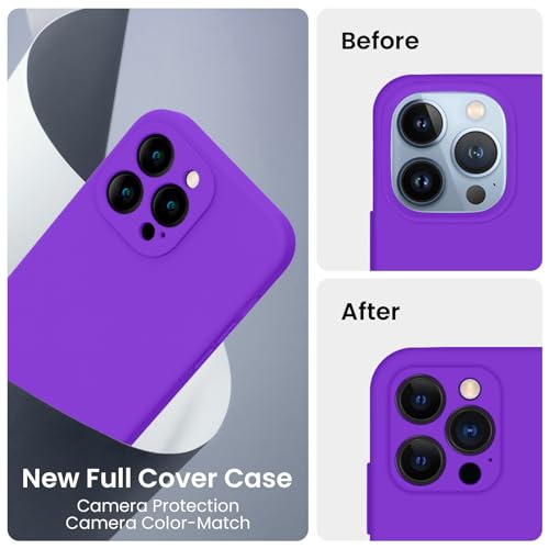 Image of FireNova Designed for iPhone 13 Pro Case, Silicone Upgraded [Camera Protection] Phone Case, Soft Anti-Scratch Microfiber Lining Inside, 6.1 inch, Neon Purple