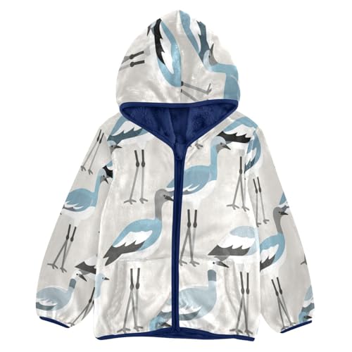 Birds Pattern Print on Fabric Toddler Fleece Jacket Girl Boys Hooded Fleece Jacket Coat Warm Outwear Zip-up 3-10T