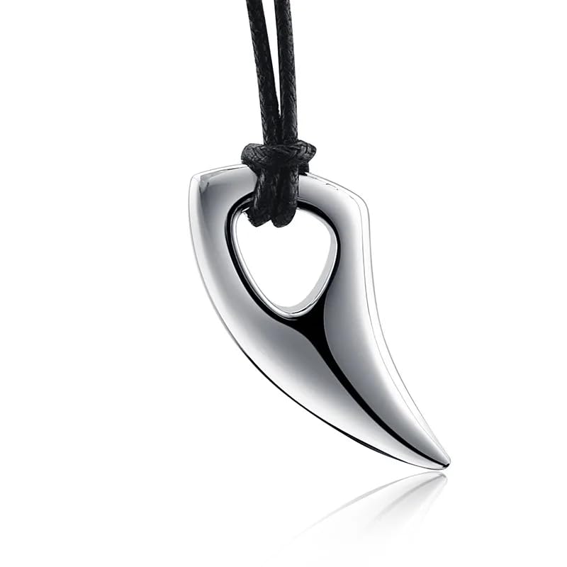 SPIKE EDGE - Titanium Steel Pendant with Adjustable Leather Rope for Men & Boys,Silver-image-22