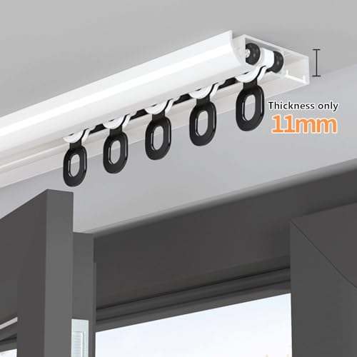 Riel de cortina ultrafino de aluminio blanco de 5,2 m para armarios y balcones 4