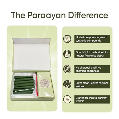 Image of Pure Mogra Dhoop Sticks I Bambooless & Charcoal-Free | 40 Long Sticks with Dharma Rath Chakra Dhoop Stand | Pure Natural Mogra Chandan Aroma for Pooja, Meditation & Havan