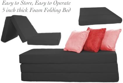 THE FUTON SHOP 5 INCH SLEEPER CHAIR FOLDING FOAM BEDS CUSHION TWIN BLACK