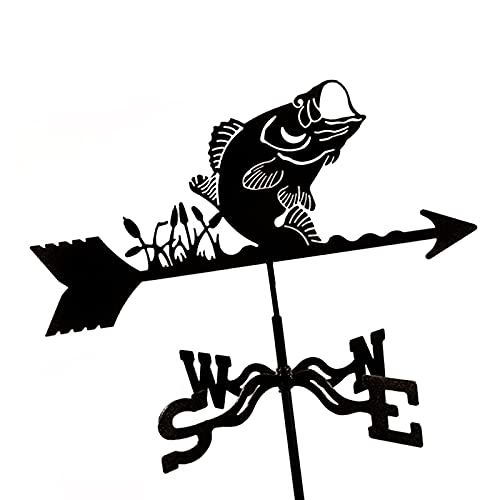 Veleta con Adorno de Animal de Hierro Fundido. Indicador de dirección del Viento para jardín Exterior, techos, decoración de Patio y jardín con Forma de Gallo (Forma 5).