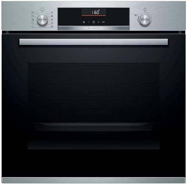 Bosch Series 6 HBA5360S0 - Piekarnik wielofunkcyjny, 60 cm, 3400 W, Samoczyszczący, 7 funkcji, Blokada bezpieczeństwa, Stal nierdzewna, Ukryte uchwyty, ClipRail, Inox, czarny kryształ