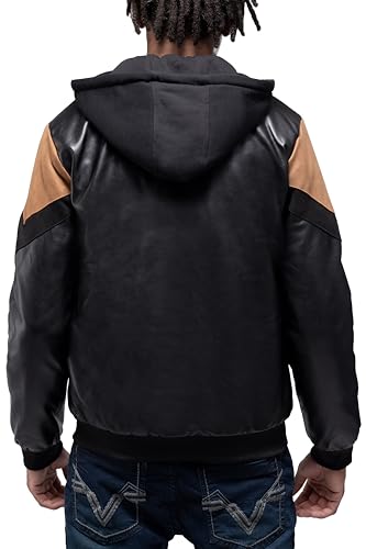 Image of X-Ray Men's Slim Fit Faux-Leather Moto Jacket with Removable Hood
