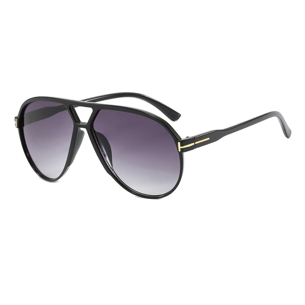 Hermaner Women's Black Gradientgray Oversized Sunglasses Uv400 Protection Double Bridge Toad Shapes Frame Gradient Lenses Sun Glasses Retro Sunnies Outdoor Street Party Holiday
