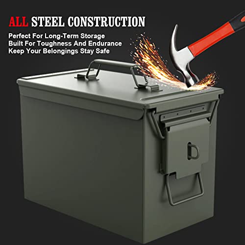 Steel Ammo Cans Box with Welded Locking kit & Combination Lock-Military Army M2A1 Metal Ammo Crate Ammunition Boxes for Long Term Storage Case,Waterproof Metal Storage Box (50CAL-M2A1-with Lock) - Thumbnail 6