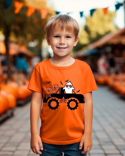 Kids Halloween Shirt Boys Girls Pumpkin Face Ghost Monster Truck Graphic Tees Toddler Halloween Short Sleeve Top4