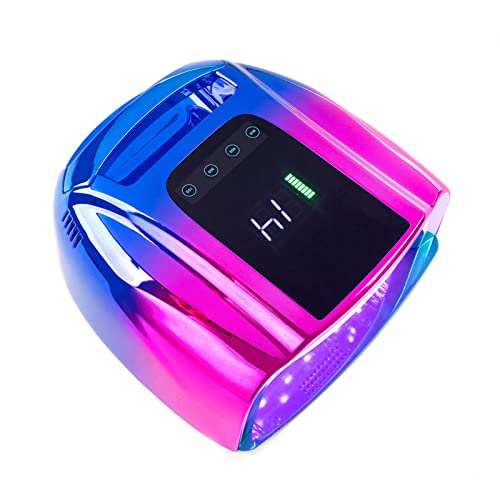 Qrarazl Rechargeable Nail Dryer 96W High Power Professional Nail Lamp Lcd Display Uv Led (Blue And Pink) #TOP1