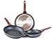 Juego Sartenes Inducción Antiadherentes, Sartén Antiadherente de 20, 24 y 28 cm, Sarten Aluminio Fundido con revestimiento cerámico color mármol y mango efecto madera, Libre de PFOA y PTFE by Cloen