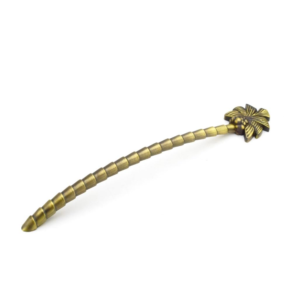 RAB Handle Zinc, for Door, Window, Drawer/Cabinet/Wardrobe, Kitchen and Office, Furniture Handle (Code:- Hand Coco Tree, Finish:- Antique Brass, Size:- 224mm, Pack of 1 PCS)