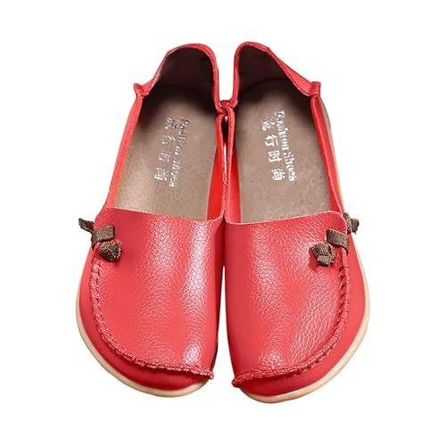 Zapatillas deportivas para mujer informales sin cordones, pantuflas ortopédicas para mujer de cuero transpirable de ajuste ancho, zapatillas de color sólido, mocasines de cuero de moda Mary Janes