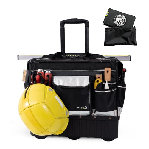 MARUTAI Rolling Tool Bag 18 (46 cm) Tool Bags on Wheels 40-Pocket Tool Organizer Heavy Duty Open Mouth Waterproof Bag for Electrician Construction