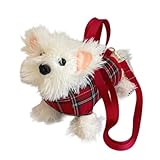 UNMULFC Dog Plush Crossbody Bag for Women Cute Furry Fuzzy Dog Purse Small Backpack Western Highlands Kawaii Stuffed Animal Bag