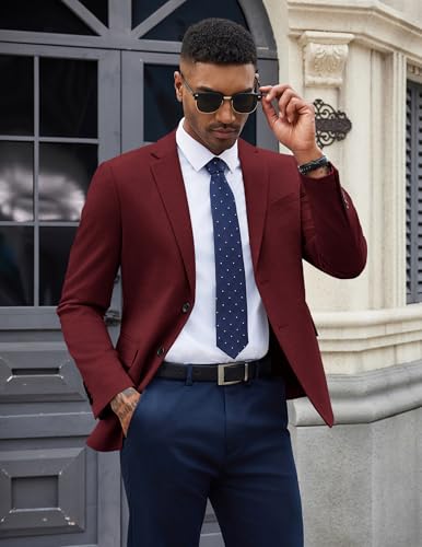 Image of COOFANDY Mens Casual Blazer Knit Sport Coat Lightweight Two Button Suit Jacket