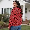 Beauty Collector Ladybird Flower Black Dots Zip Up Hoodie for Women Long Sleeve Sweatshirts Novelty Hooded Jacket #3