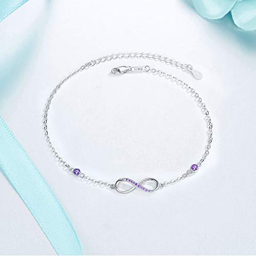 Image of MEDWISE Womens Infinity Anklet Bracelet 925 Sterling Silver Endless Love Symbol Ankle Bracelet Adjustable Plus Size Large Bracelet Gifts for her Mother's Day Gifts