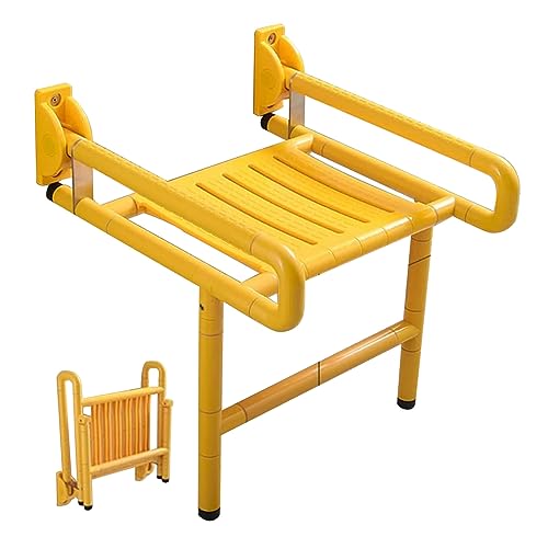 Sedile pieghevole fissato al muro della doccia per colore giallo di sicurezza del bagno