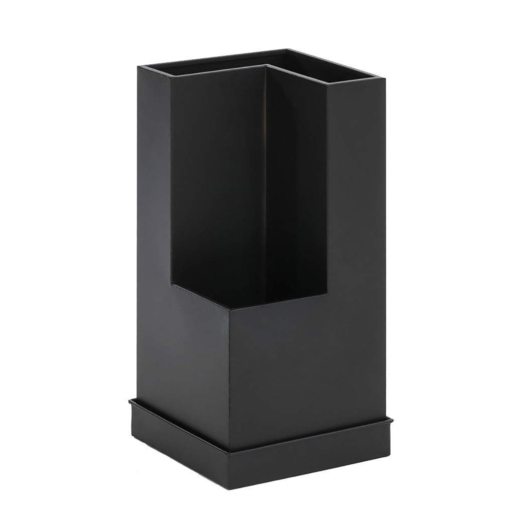 Gardeneea Umbrella Stand, Umbrella Stand Indoor Outdoor Umbrella Holder Canes Walking Sticks Umbrella Organizer with Drip Tray Rustproof Metal Home Office Décor (Black)