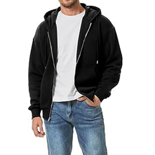 Full Zip Up Hoodie Men Workout Drop Shoulder Big and Tall Hoodies Pockets Soft Lightweight Classic Hooded Sweatshirts2
