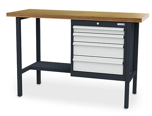 Simplaflex - Kastenwerkbank 1500x600x960 mm mit Schrank 4 Schubladen und halben Boden