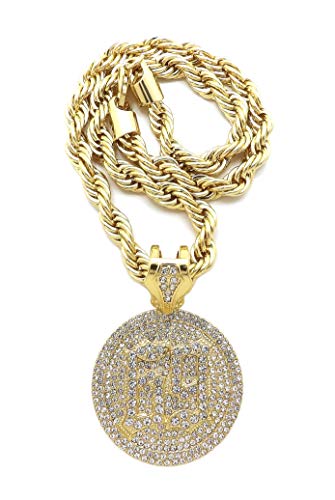Men's Iced Hip Hop TEKASHI 69 Medallion CZ Pendant & 8mm 24" Thick Rope Chain Necklace2