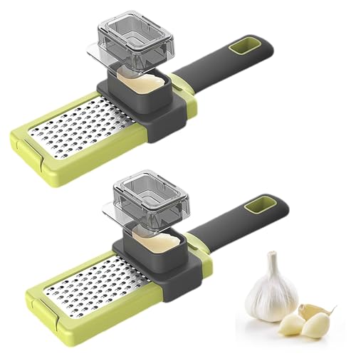 2 Pcs Garlic Grater, Ginger Grater, Fine Grater, Handheld Garlic Grinding Tool, Multifunctional Kitchen Tool, Fine Grille Surface, with Grip, Suitable for Ginger, Garlic, and Vegetables