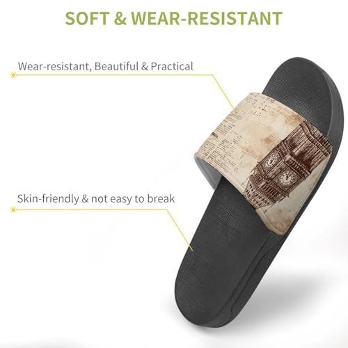 Vintage Newspaper Paper And London PVC Slippers Sandals for Women Men Open Toe Soft Cushioned Non-Slip Sandal for Indoor Outdoor3