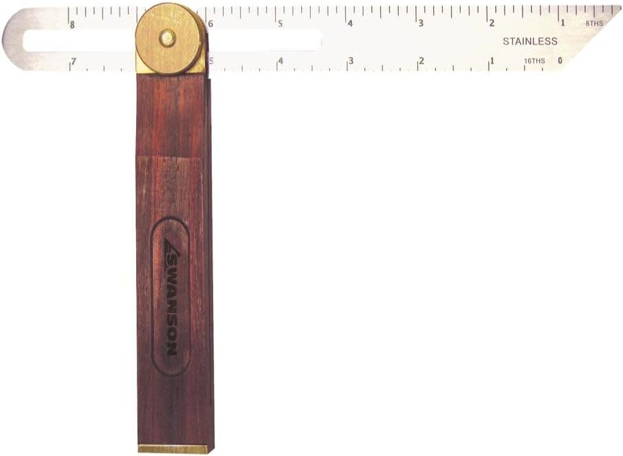 Swanson Sliding T-Bevel Angle Finder, Stainless Steel Rule, Etched Marks