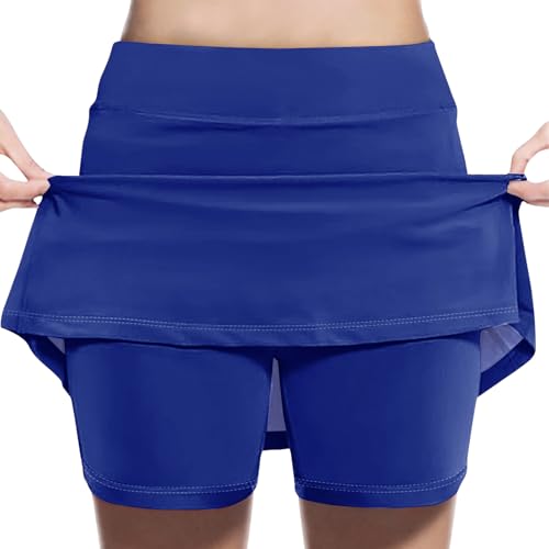 Girls Athletic Tennis Skirts with Bulit-in Shorts, Casual Versatile High Waist Stretchy Flared Mini Skater for 2-13 Years