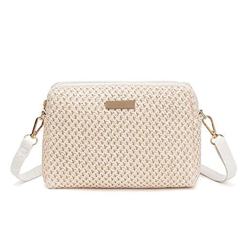 Andy's Orchids Straw Woven Shoulder Bag, Handwoven Crossbody Bag, Bohemia Coin Purse, Small Summer Beach Bag for Women