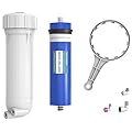 MewMore 400 GPD RO Membrane Filter with Housing, Replacement Reverse Osmosis Membrane Fit Home Under Sink RO Drinking Water Filter Purifier Filtration System with Wrench, 1/4" Fitting, Check Valve