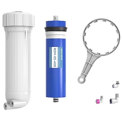 MewMore 400 GPD RO Membrane Filter with Housing, Replacement Reverse Osmosis Membrane Fit Home Under Sink RO Drinking Water Filter Purifier Filtration System with Wrench, 1/4" Fitting, Check Valve
