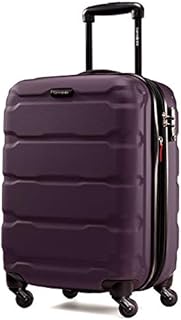 Samsonite Omni PC Hardside Expandable Luggage with Spinner Wheels, Purple, Checked-Large 28-Inch